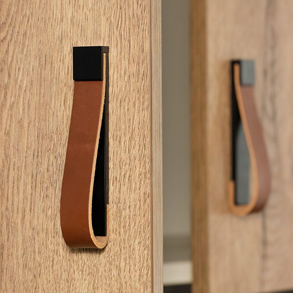 Comforsyco Soft Leather Loop Cabinet Handles for Wardrobes