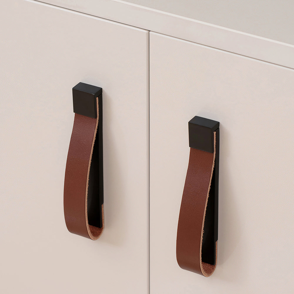 Comforsyco Soft Leather Loop Cabinet Handles for Wardrobes
