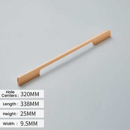 Champagne bronze cabinet pull diagram with 320 mm hole centers and 338 mm overall length