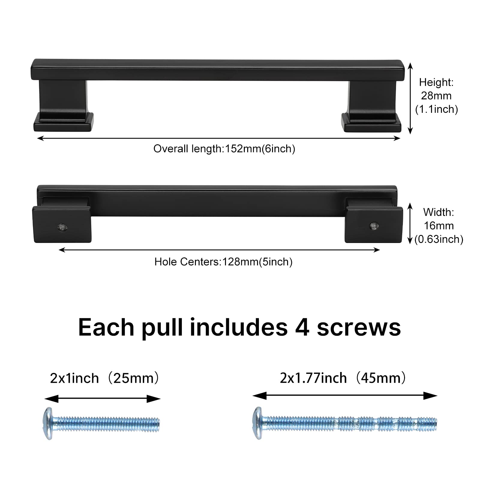 Comforsyco Solid Aluminum Alloy Square Bar Cabinet Pulls