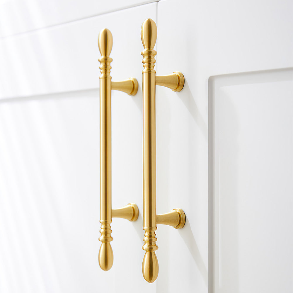 Comforsyco Solid Brass Round Bar Cabinet Pulls and Knobs
