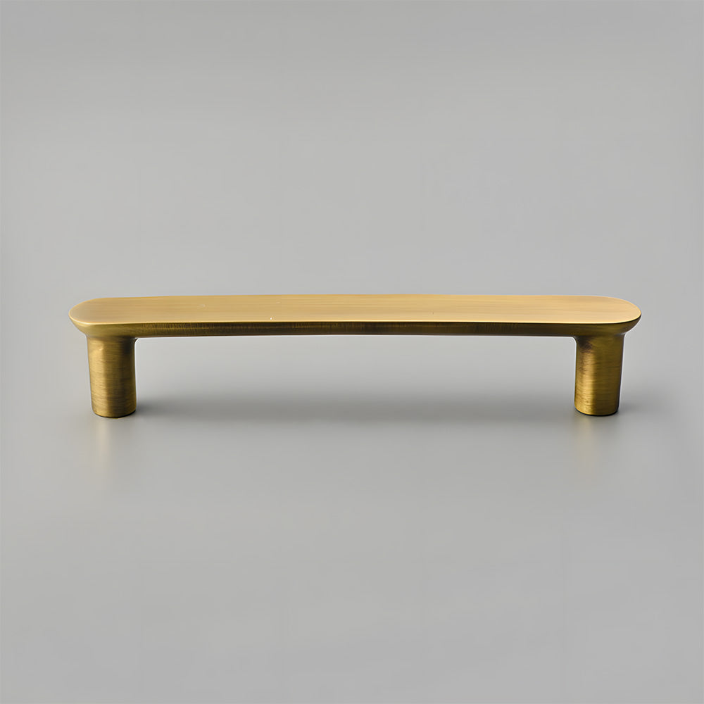 Bronze brass rounded bar cabinet pull, pictured in one view on a clean neutral background