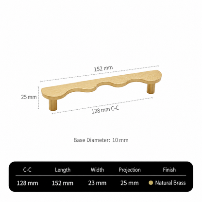 Solid Brass Wave-Shaped Cabinet and Drawer Pulls