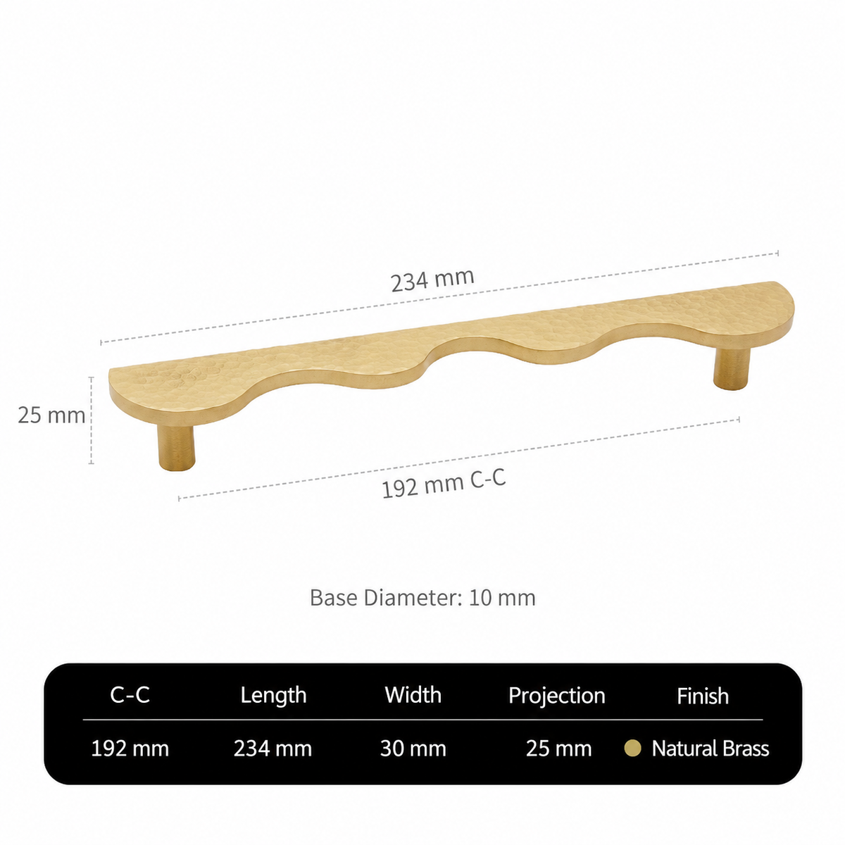Solid Brass Wave-Shaped Cabinet and Drawer Pulls