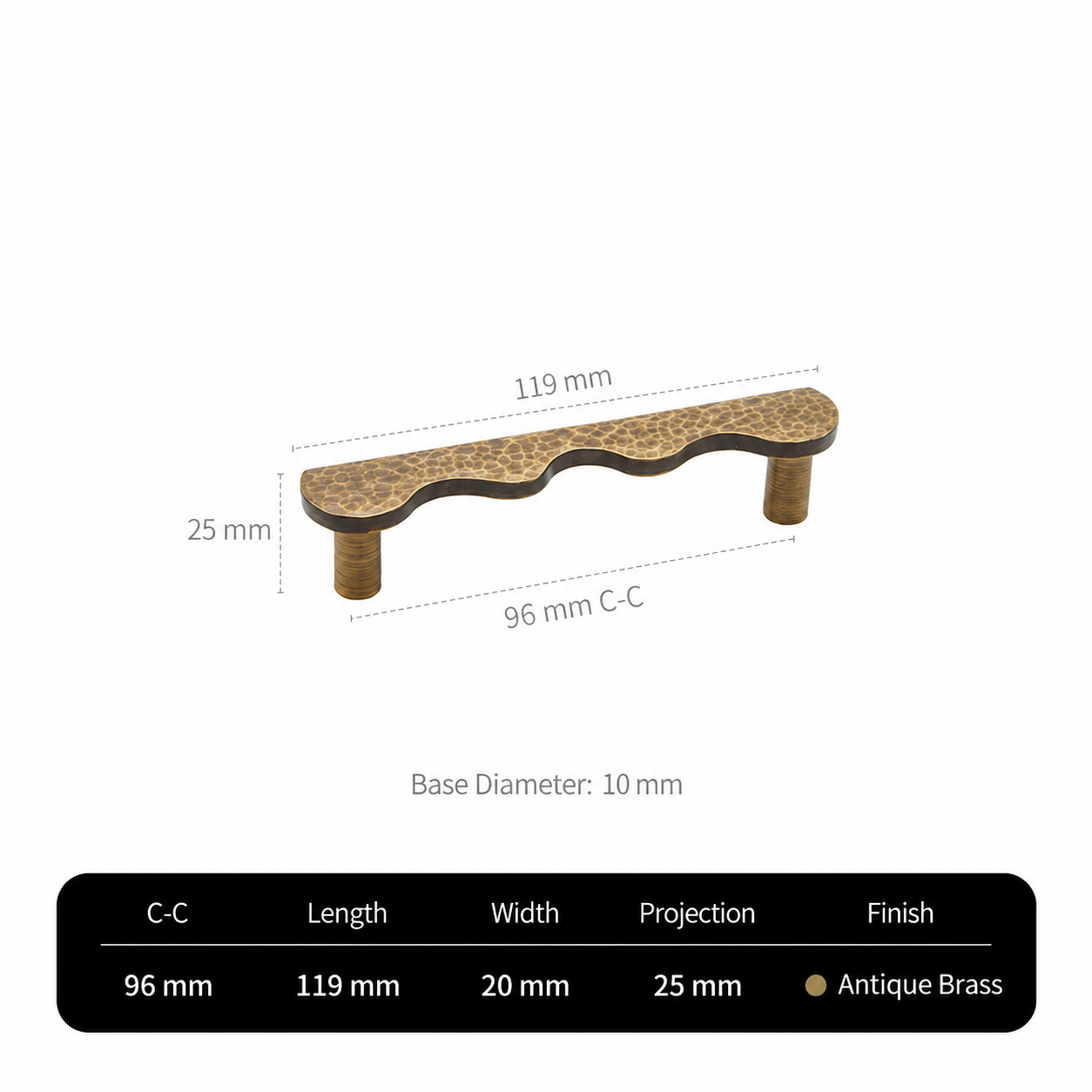 Solid Brass Wave-Shaped Cabinet and Drawer Pulls