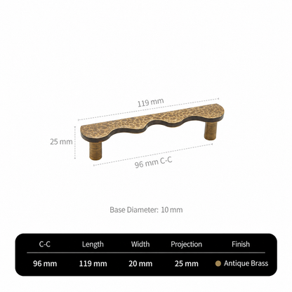 Solid Brass Wave-Shaped Cabinet and Drawer Pulls