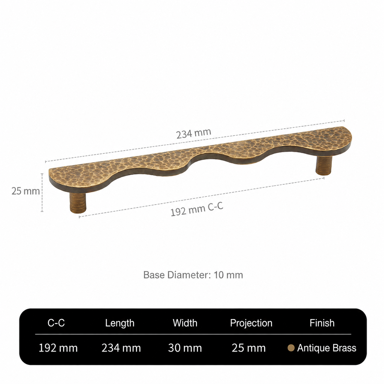 Solid Brass Wave-Shaped Cabinet and Drawer Pulls