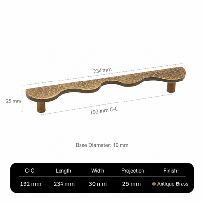 Solid Brass Wave-Shaped Cabinet and Drawer Pulls