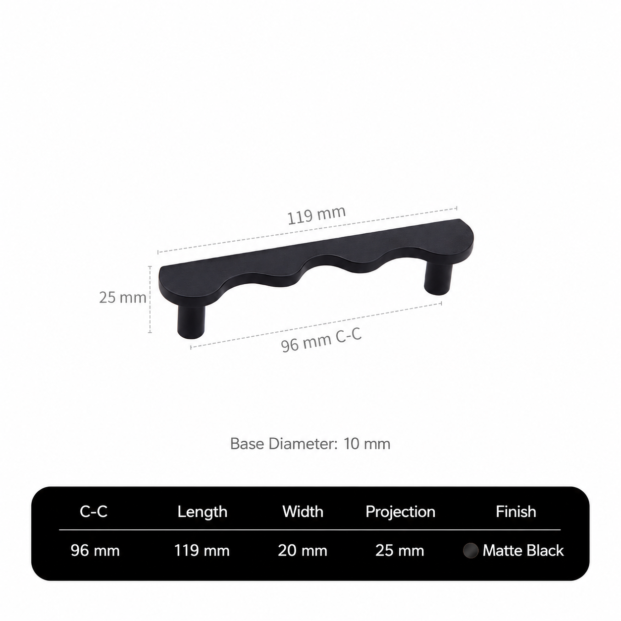 Solid Brass Wave-Shaped Cabinet and Drawer Pulls