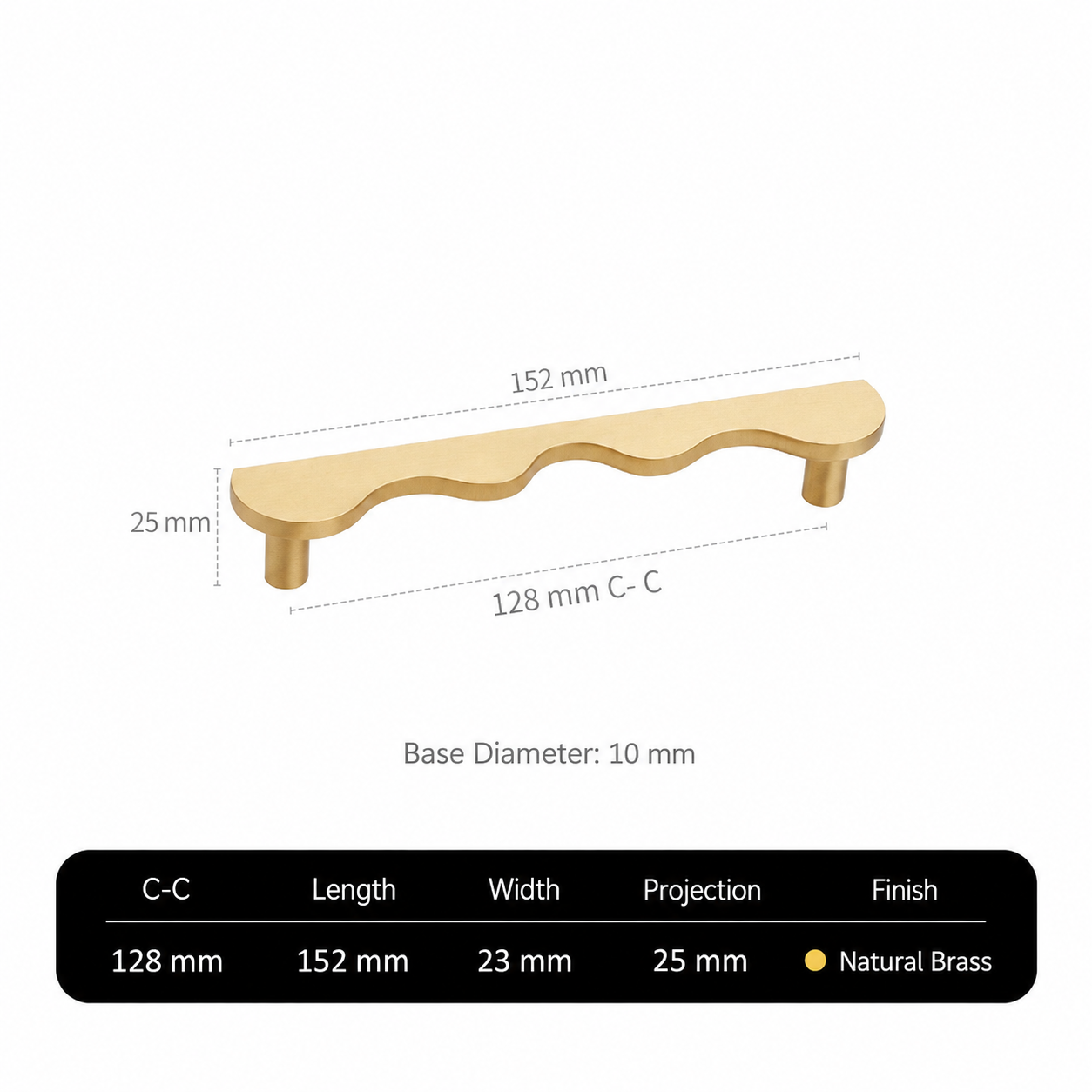 Solid Brass Wave-Shaped Cabinet and Drawer Pulls
