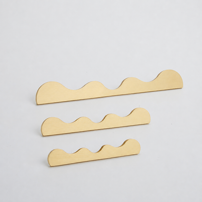 Solid Brass Wave-Shaped Cabinet and Drawer Pulls