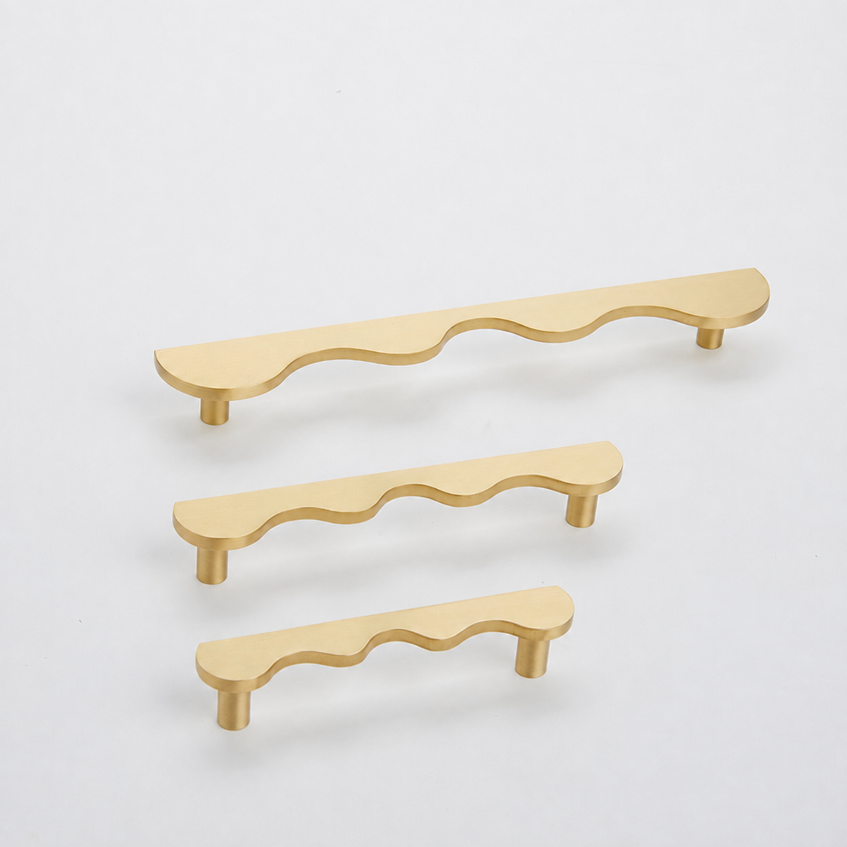 Solid Brass Wave-Shaped Cabinet and Drawer Pulls