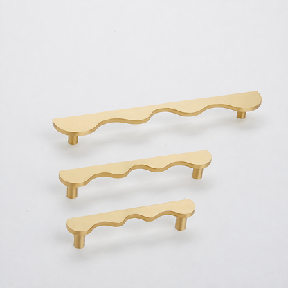 Solid Brass Wave-Shaped Cabinet and Drawer Pulls