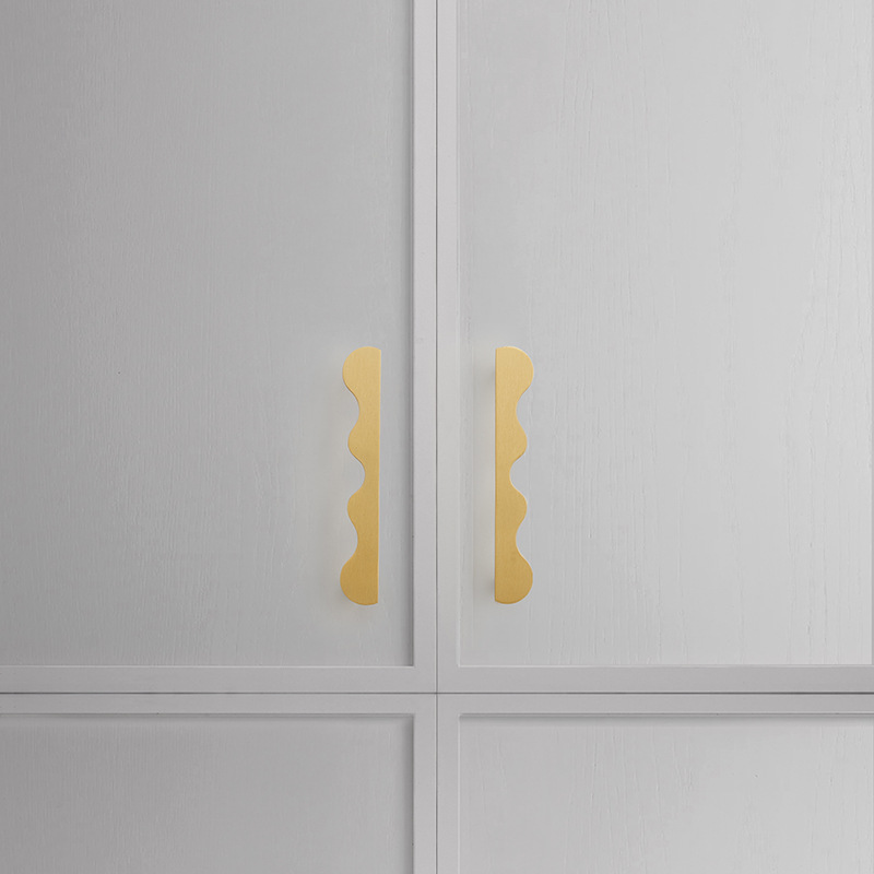 Solid Brass Wave-Shaped Cabinet and Drawer Pulls