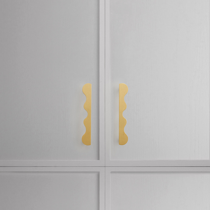 Solid Brass Wave-Shaped Cabinet and Drawer Pulls