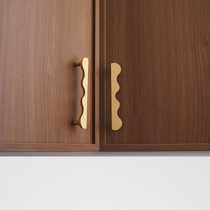 Solid Brass Wave-Shaped Cabinet and Drawer Pulls