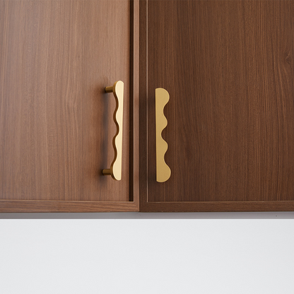 Solid Brass Wave-Shaped Cabinet and Drawer Pulls