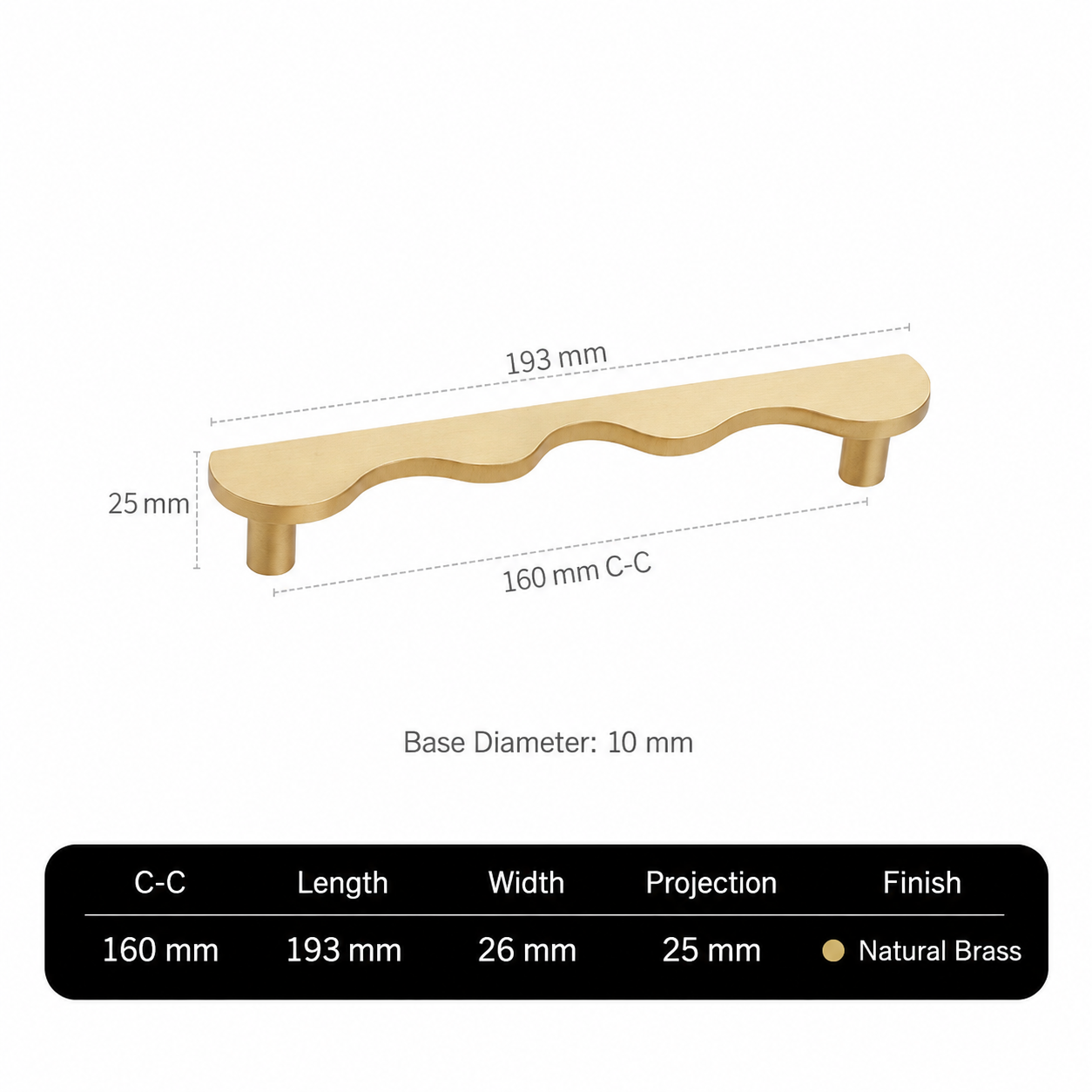 Solid Brass Wave-Shaped Cabinet and Drawer Pulls