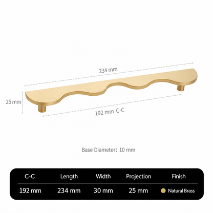 Solid Brass Wave-Shaped Cabinet and Drawer Pulls