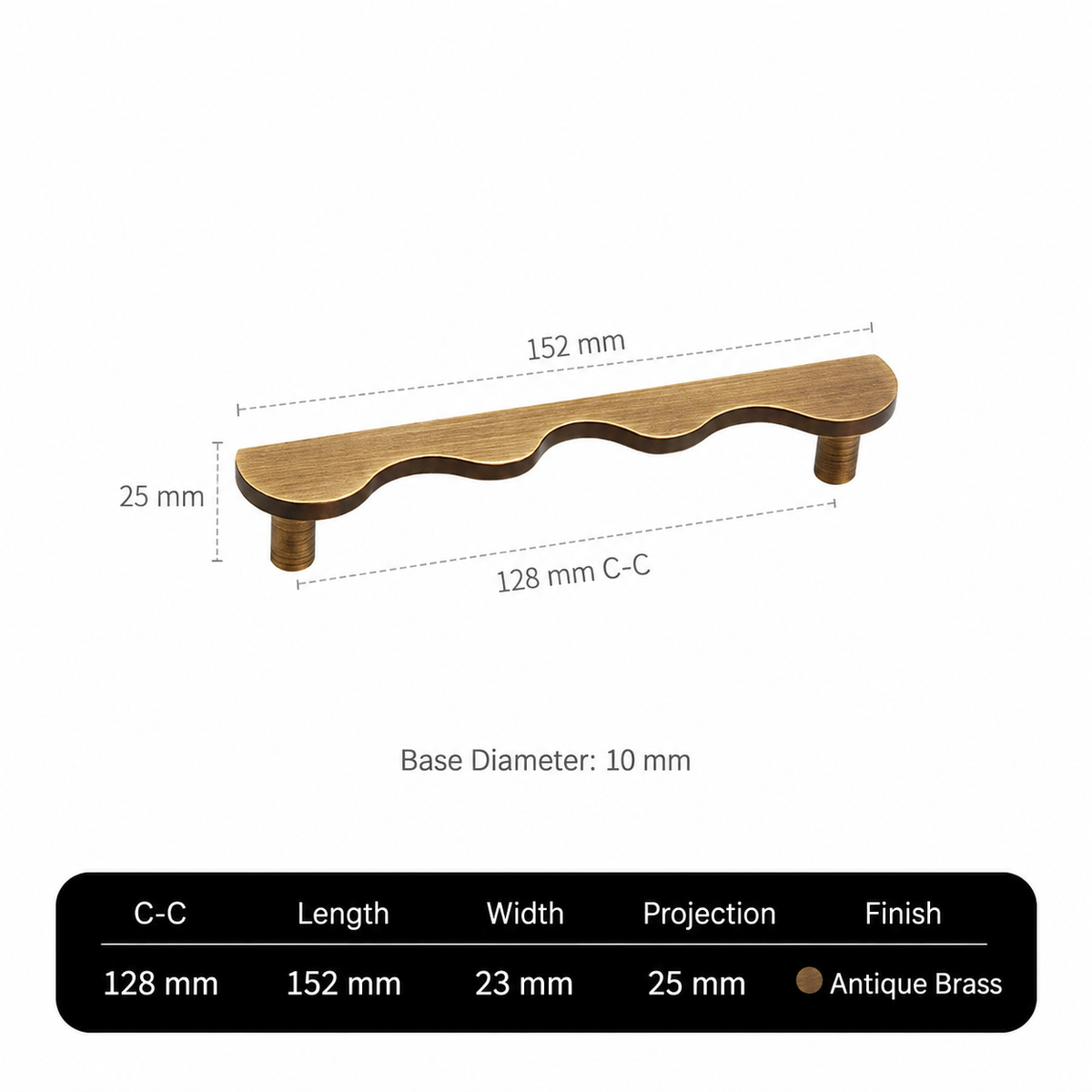 Solid Brass Wave-Shaped Cabinet and Drawer Pulls