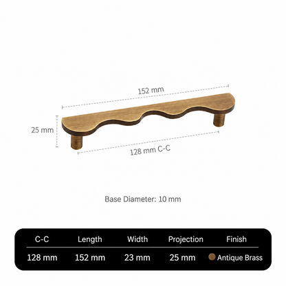 Solid Brass Wave-Shaped Cabinet and Drawer Pulls