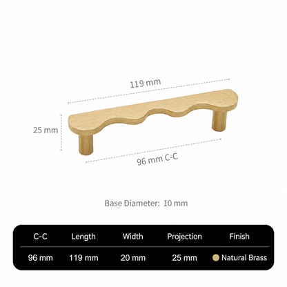 Solid Brass Wave-Shaped Cabinet and Drawer Pulls