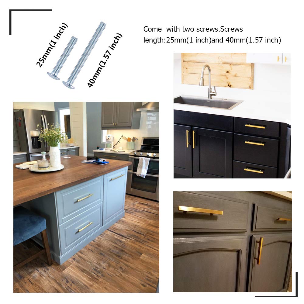 Comforsyco Square Brushed Gold Cabinet Pulls For Kitchen