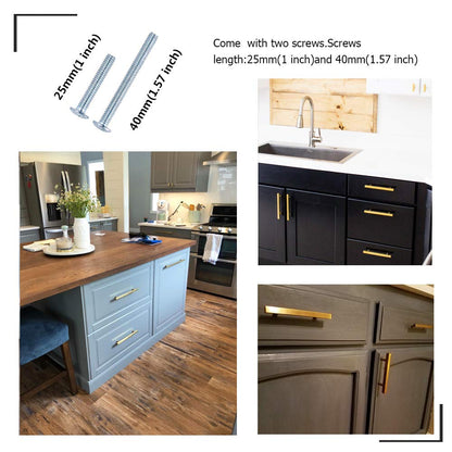 Comforsyco Square Brushed Gold Cabinet Pulls For Kitchen