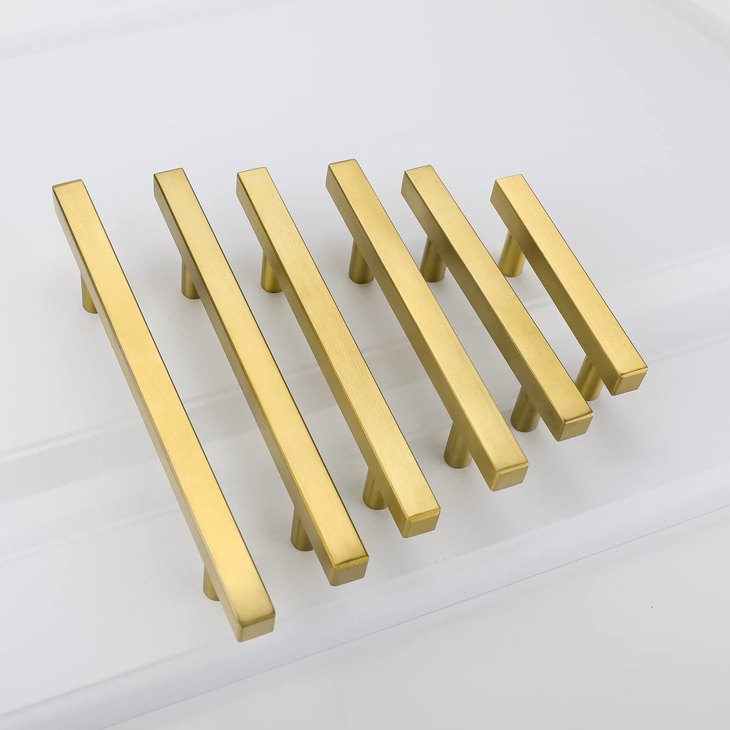 Comforsyco Square Brushed Gold Cabinet Pulls For Kitchen