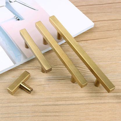 Comforsyco Square Brushed Gold Cabinet Pulls For Kitchen
