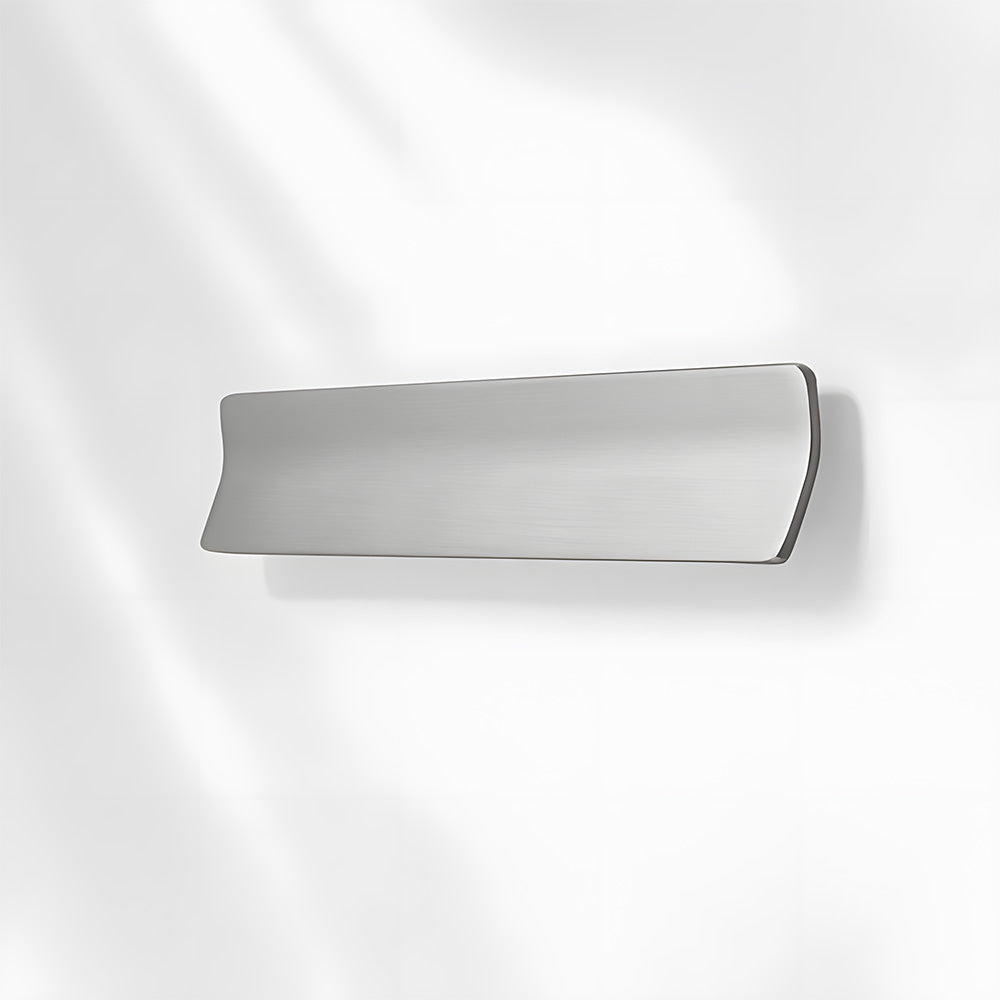 Silver square finger edge pull with a curved grip, presented in another view on a clean neutral background