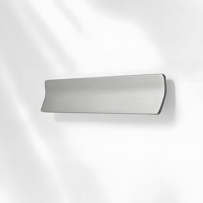 Silver square finger edge pull with a curved grip, presented in another view on a clean neutral background