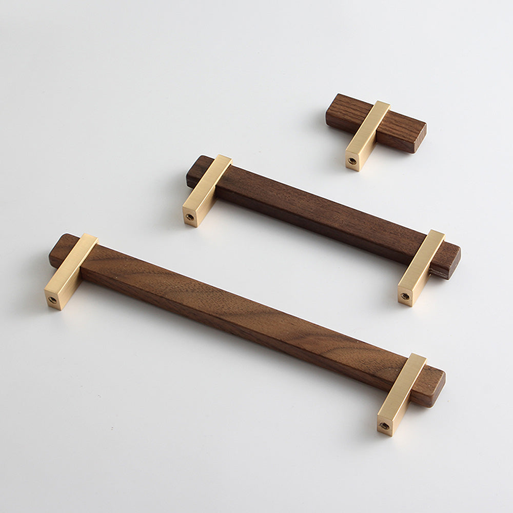 Comforsyco Square T-Bar Wooden Walnut Kitchen Cabinet Pulls