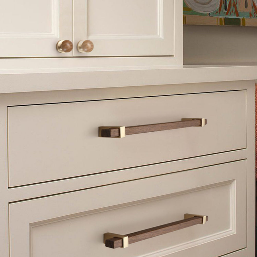 Comforsyco Square T-Bar Wooden Walnut Kitchen Cabinet Pulls