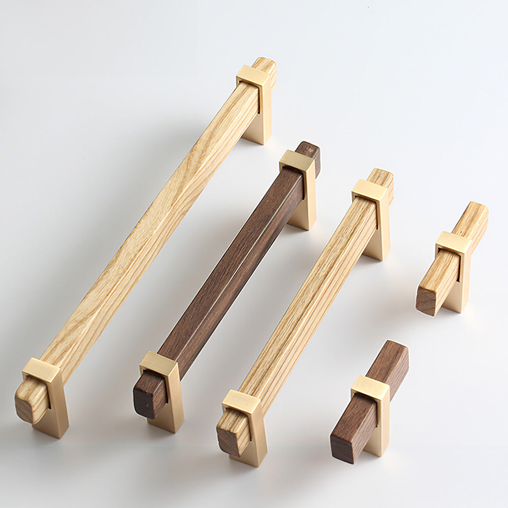 Comforsyco Square T-Bar Wooden Walnut Kitchen Cabinet Pulls
