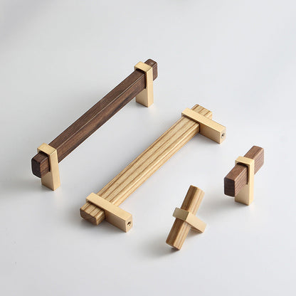 Comforsyco Square T-Bar Wooden Walnut Kitchen Cabinet Pulls