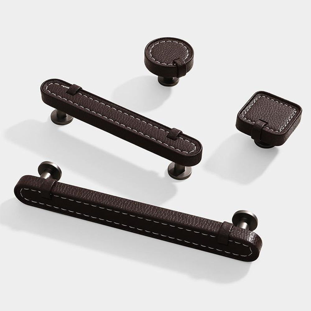 Comforsyco Stitched Leather Cabinet Pulls and Knobs