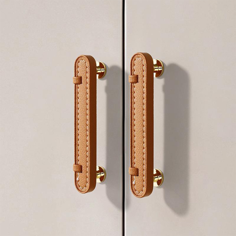 Comforsyco Stitched Leather Cabinet Pulls and Knobs