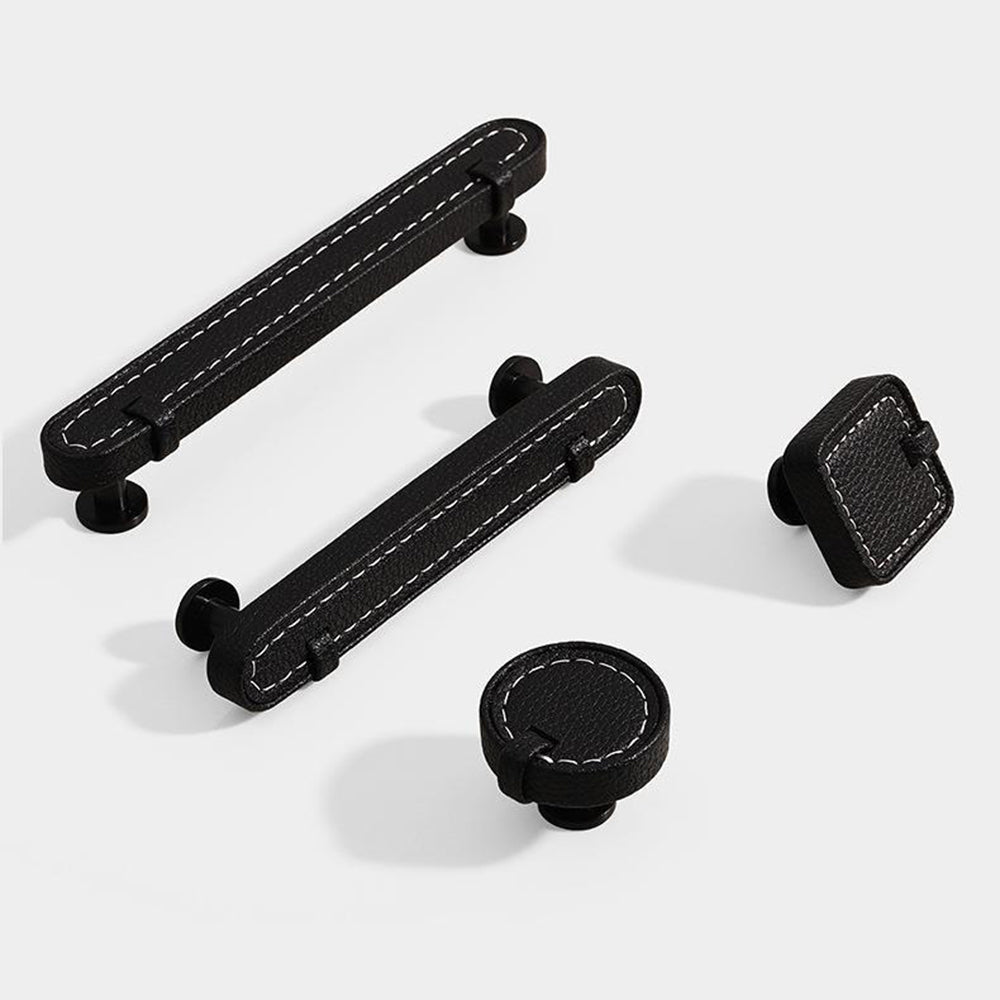 Comforsyco Stitched Leather Cabinet Pulls and Knobs