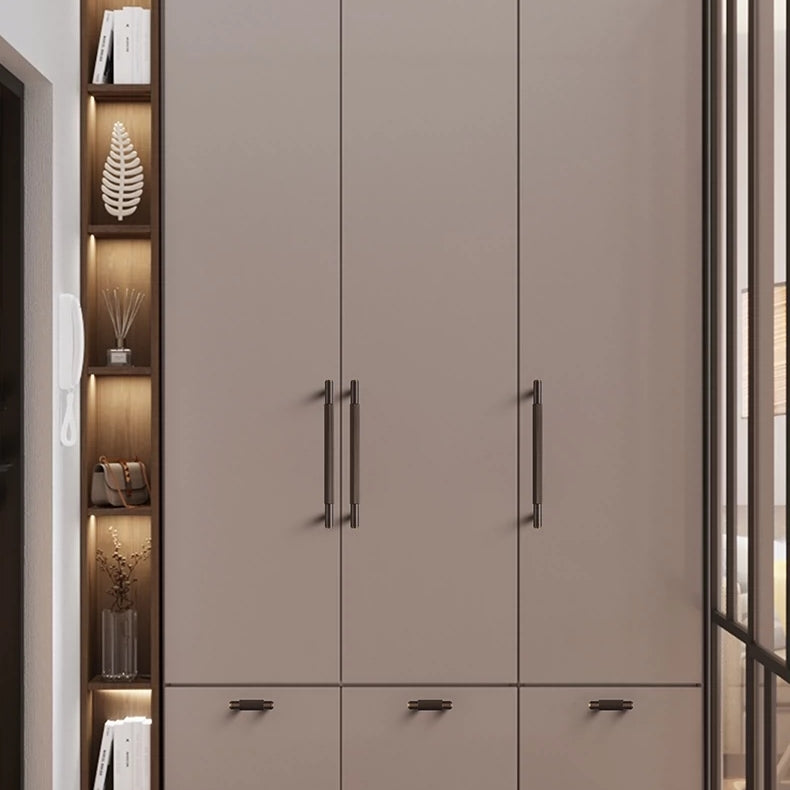 Striped T-bar cabinet pull, shown clearly installed on cabinetry in context with key hardware details visible