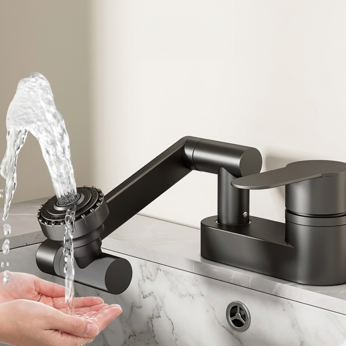Swivora 2-Mode Rotating Nozzle Bathroom Sink Faucet