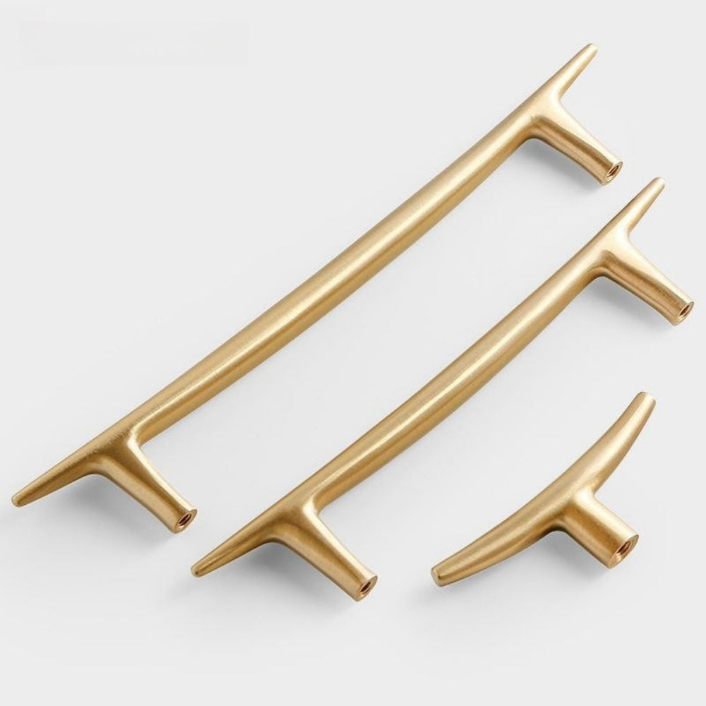 Comforsyco Tapered Solid Brass Cabinet Pulls and Knobs in Gold