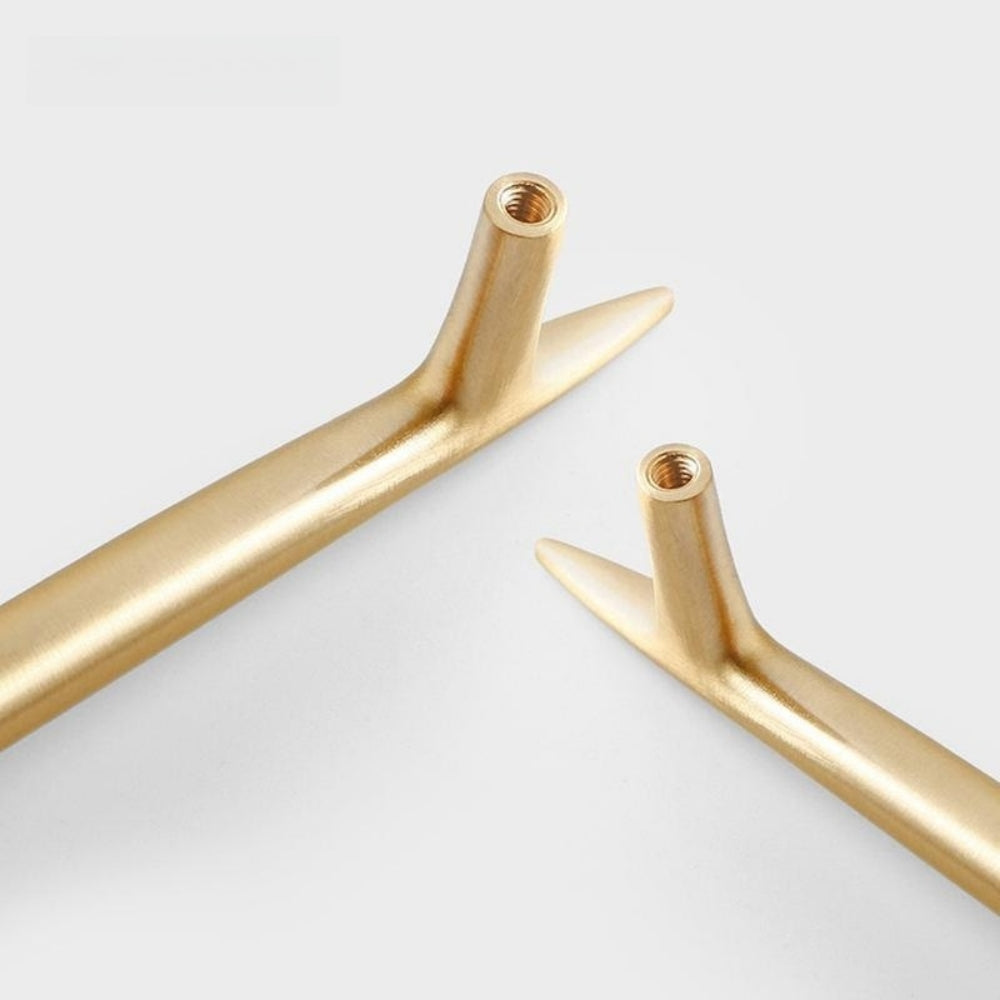 Comforsyco Tapered Solid Brass Cabinet Pulls and Knobs in Gold