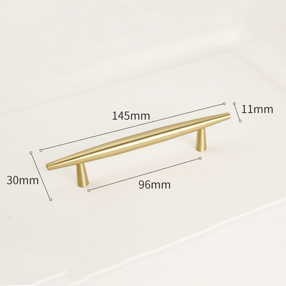 Comforsyco Tapered Solid Brass Cabinet Pulls and Knobs in Gold