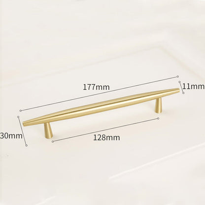 Comforsyco Tapered Solid Brass Cabinet Pulls and Knobs in Gold