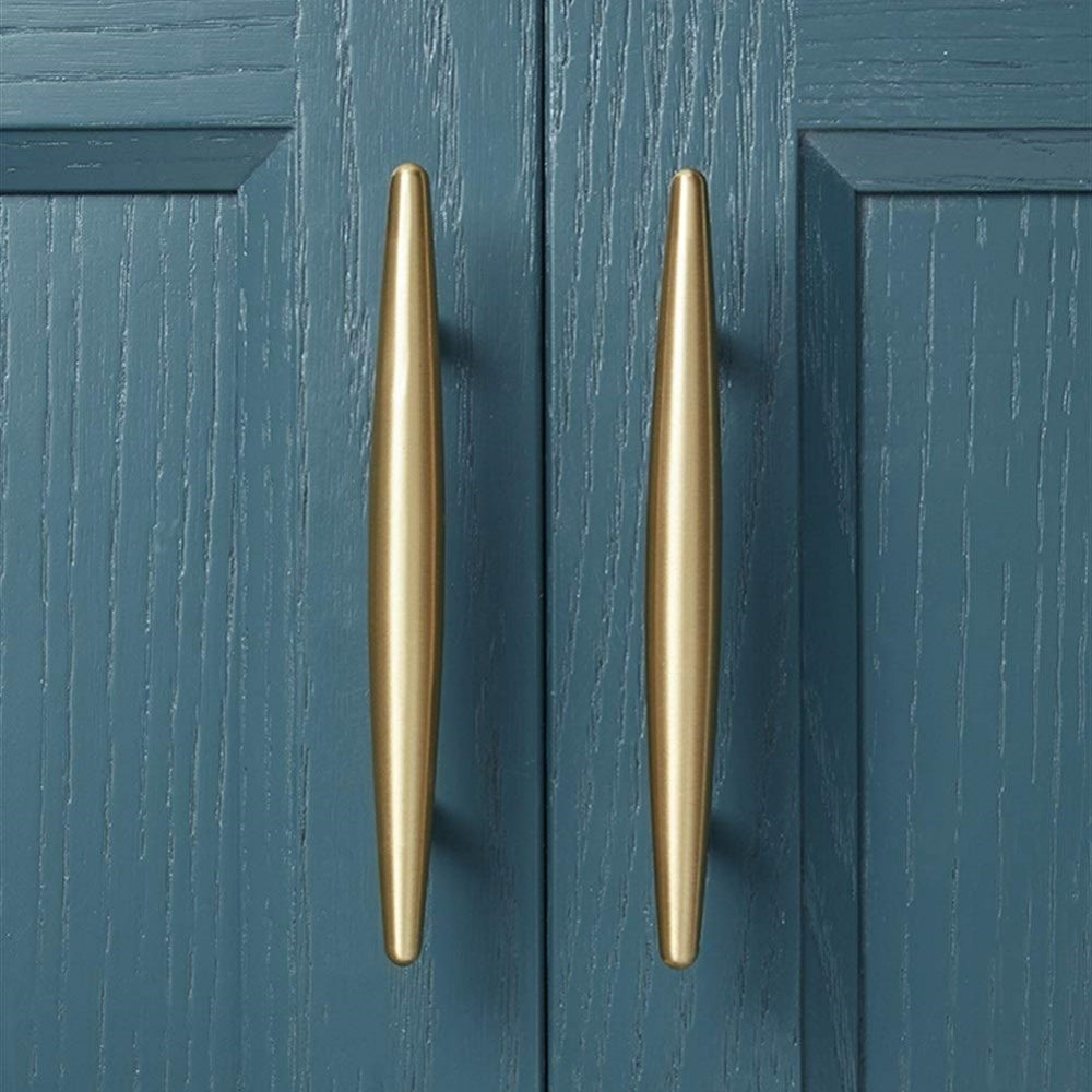 Comforsyco Tapered Solid Brass Cabinet Pulls and Knobs in Gold