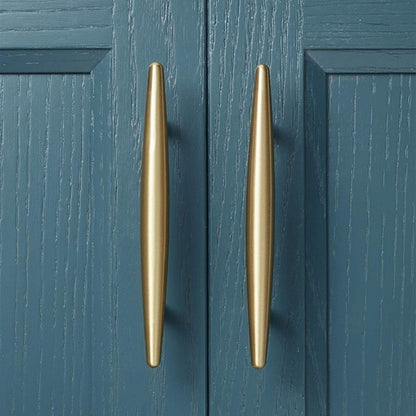 Comforsyco Tapered Solid Brass Cabinet Pulls and Knobs in Gold
