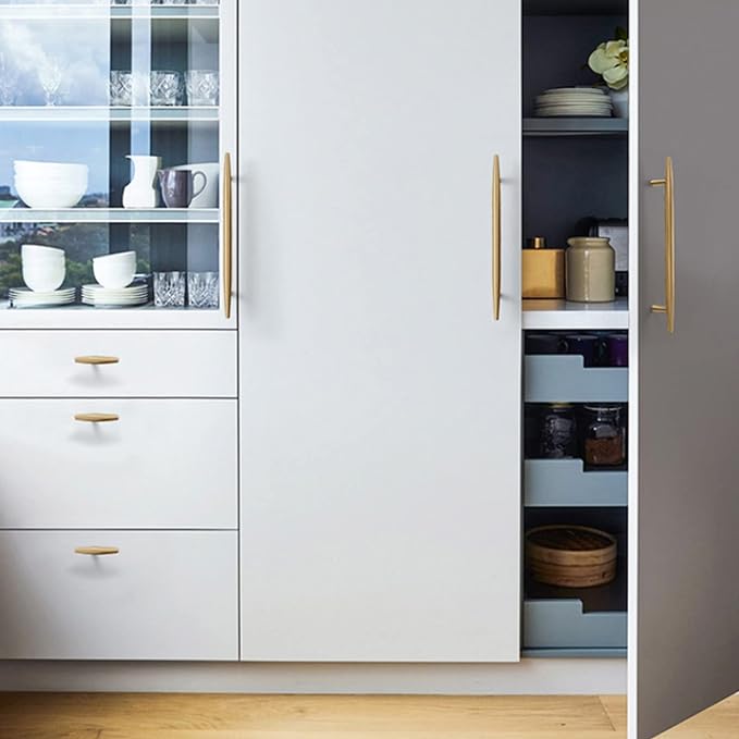 Comforsyco Tapered Solid Brass Cabinet Pulls and Knobs in Gold