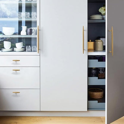 Comforsyco Tapered Solid Brass Cabinet Pulls and Knobs in Gold