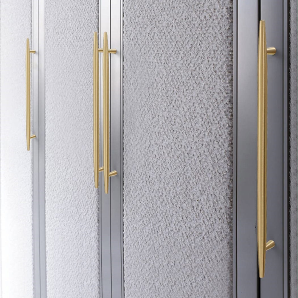 Comforsyco Tapered Solid Brass Cabinet Pulls and Knobs in Gold